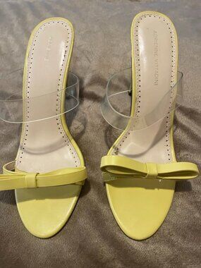 Adrienne Vittadini Yellow Bow Strappy Ankle Strap Stiletto Heels Women's Size 9M